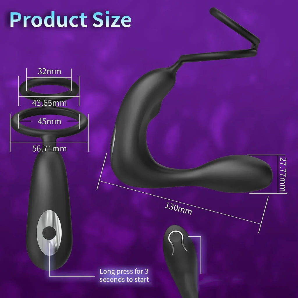 Male Prostate Massager with Vibration – Anal Plug with Cock Ring, Ejaculation Delay and Stimulator for Men