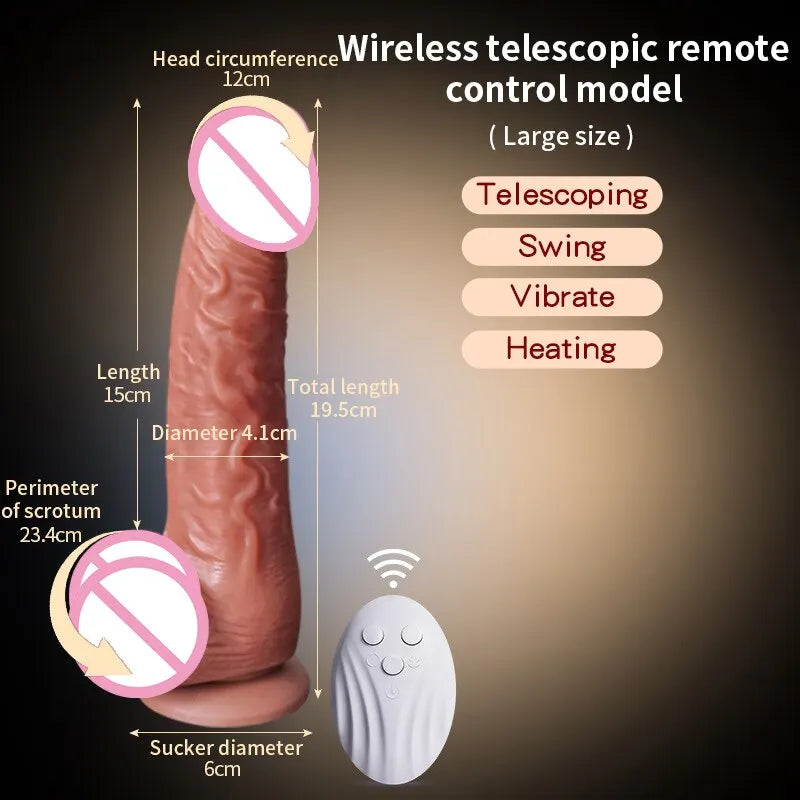 JIUUY Realistic Dildo Telescopic Vibrator with Female Stimulator Big Penis Anal Plug Adult Man Real Penis Sex Toys for Women