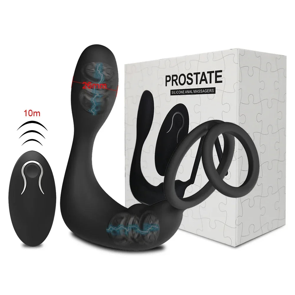 Male Prostate Massager Vibrating Anal Plug with Cock Ring Delay Ejaculation Masturbator Sex Toys Vibrator Anal Vibration for Man