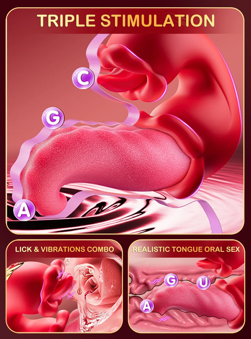 Dual Tongue Vibrator 10 Modes – Clitoral and Vagina Stimulator with Oscillating Vibration, 18+ Female Sex Toy