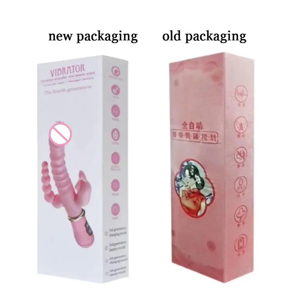 Rabbit Vibrator G Spot Dildo Vibrator Clitoris Stimulator Penis Anal Double Penetration Tongue Licking Double Rod Sex Toys