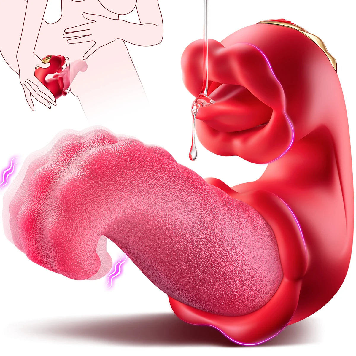 Dual Tongue Vibrator 10 Modes – Clitoral and Vagina Stimulator with Oscillating Vibration, 18+ Female Sex Toy