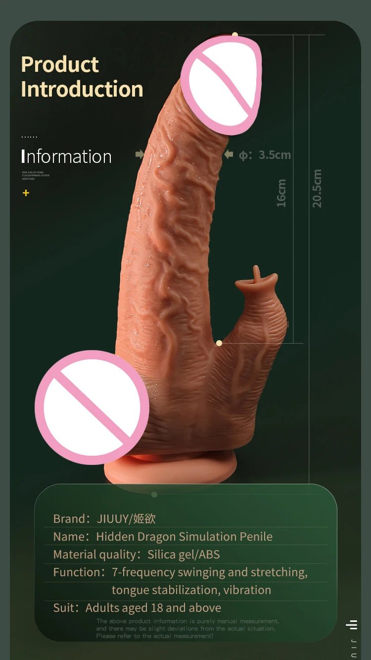 JIUUY Realistic Dildo Telescopic Vibrator with Female Stimulator Big Penis Anal Plug Adult Man Real Penis Sex Toys for Women