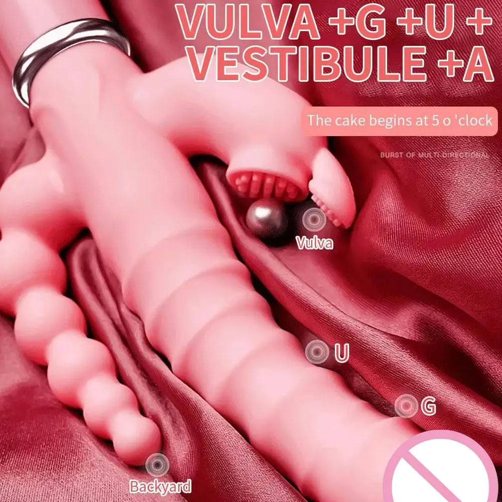 Rabbit Vibrator G Spot Dildo Vibrator Clitoris Stimulator Penis Anal Double Penetration Tongue Licking Double Rod Sex Toys