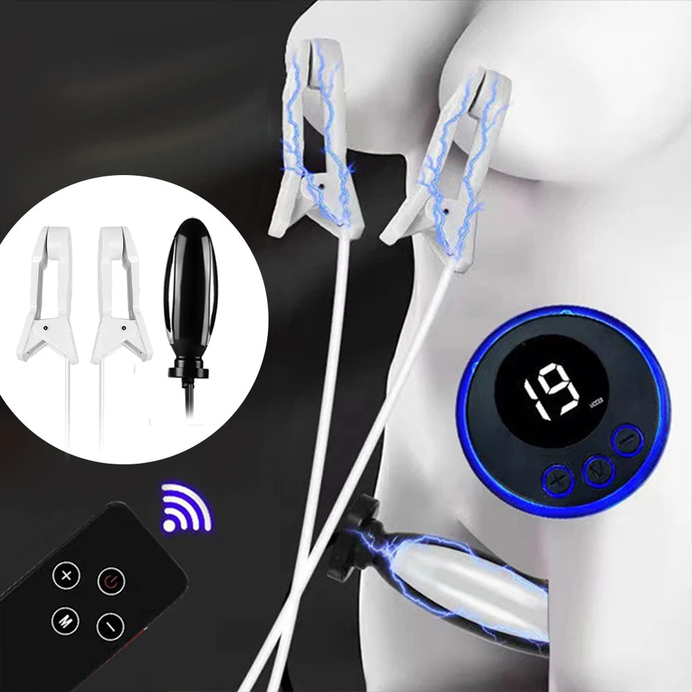 Bdsm Double Penetration Anal Plug Vibration Electric Shock Sex Toys Machine Fetish Nipple Clamp Tool Sexy Shoping Adult Porn 18+