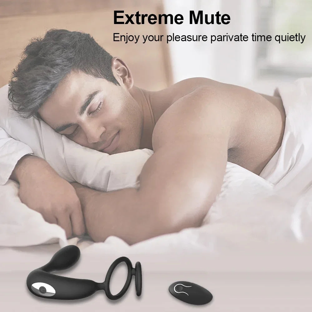 Male Prostate Massager Vibrating Anal Plug with Cock Ring Delay Ejaculation Masturbator Sex Toys Vibrator Anal Vibration for Man