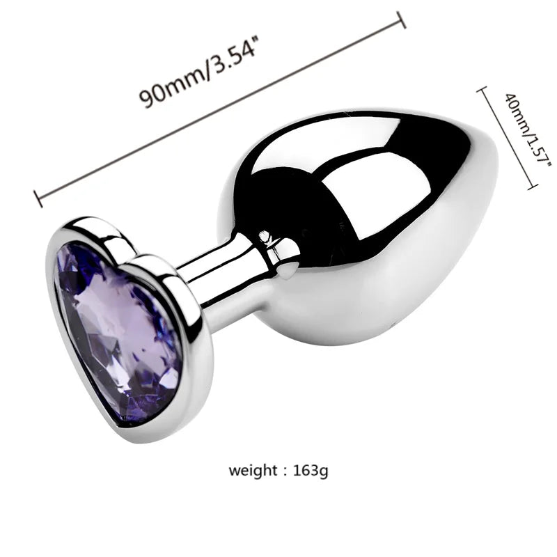 S/M/L Anal Plug Heart Metal Crystal Anal Plug for Women Removable Stainless Steel Butt Plug Men Stimulator Anal Sex Toys Dildo