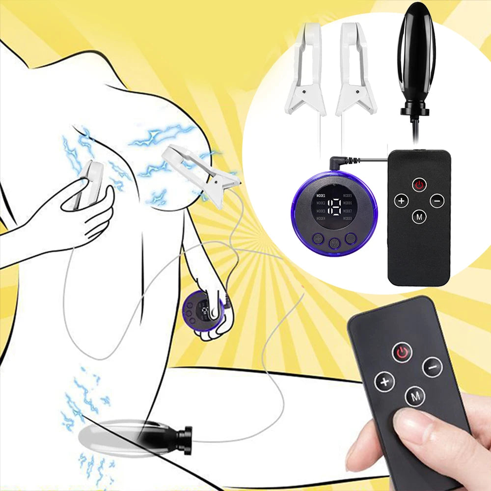 Bdsm Double Penetration Anal Plug Vibration Electric Shock Sex Toys Machine Fetish Nipple Clamp Tool Sexy Shoping Adult Porn 18+
