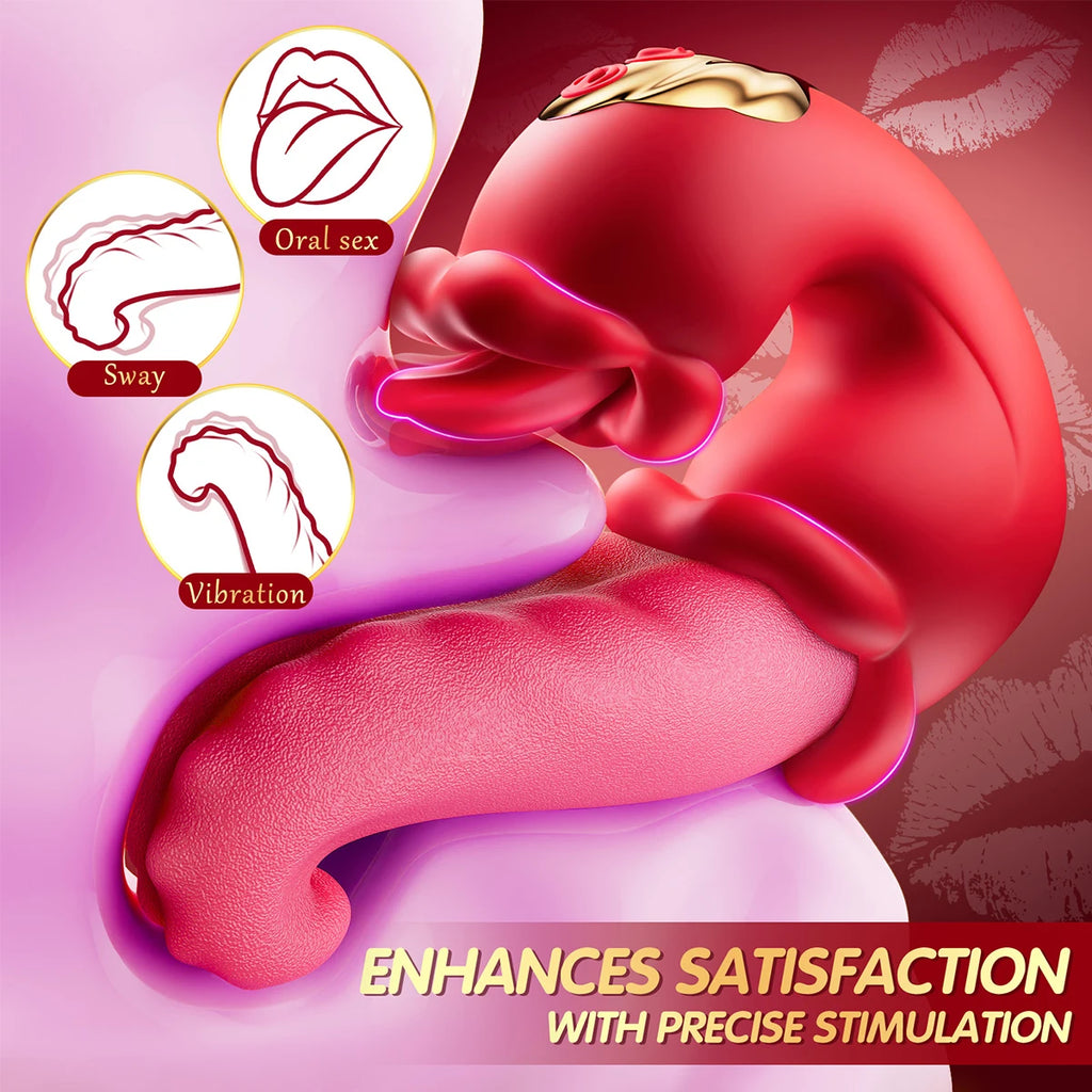 Dual Tongue Vibrator 10 Modes – Clitoral and Vagina Stimulator with Oscillating Vibration, 18+ Female Sex Toy