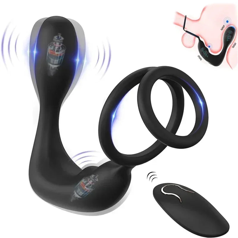 Male Prostate Massager with Vibration – Anal Plug with Cock Ring, Ejaculation Delay and Stimulator for Men