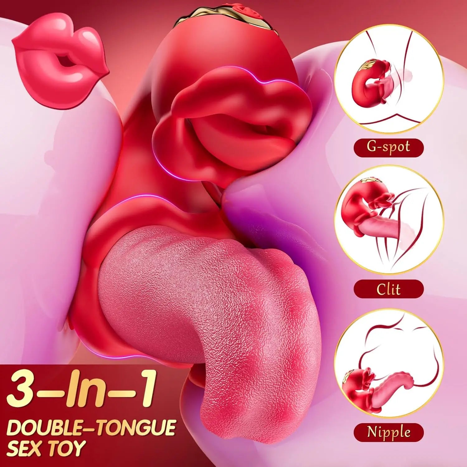 Dual Tongue Vibrator 10 Modes – Clitoral and Vagina Stimulator with Oscillating Vibration, 18+ Female Sex Toy