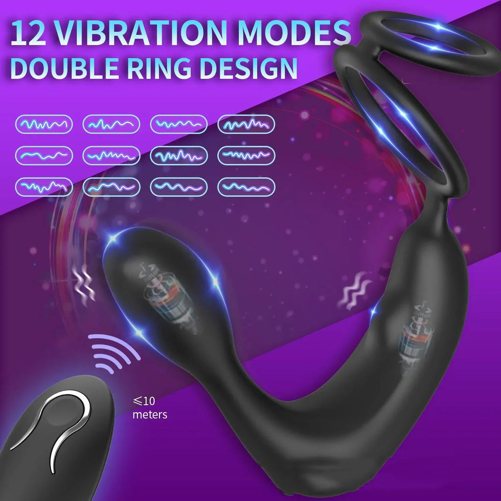 Male Prostate Massager with Vibration – Anal Plug with Cock Ring, Ejaculation Delay and Stimulator for Men