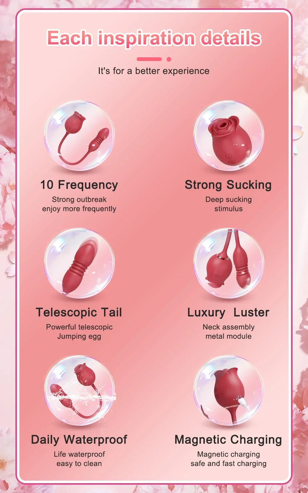 Rose-Sucking Vibrator for Women Thrusting Dildo Nipple Vacuum Sucker Clitoris Stimulator Female Vibrating Egg Adult Sex Toys