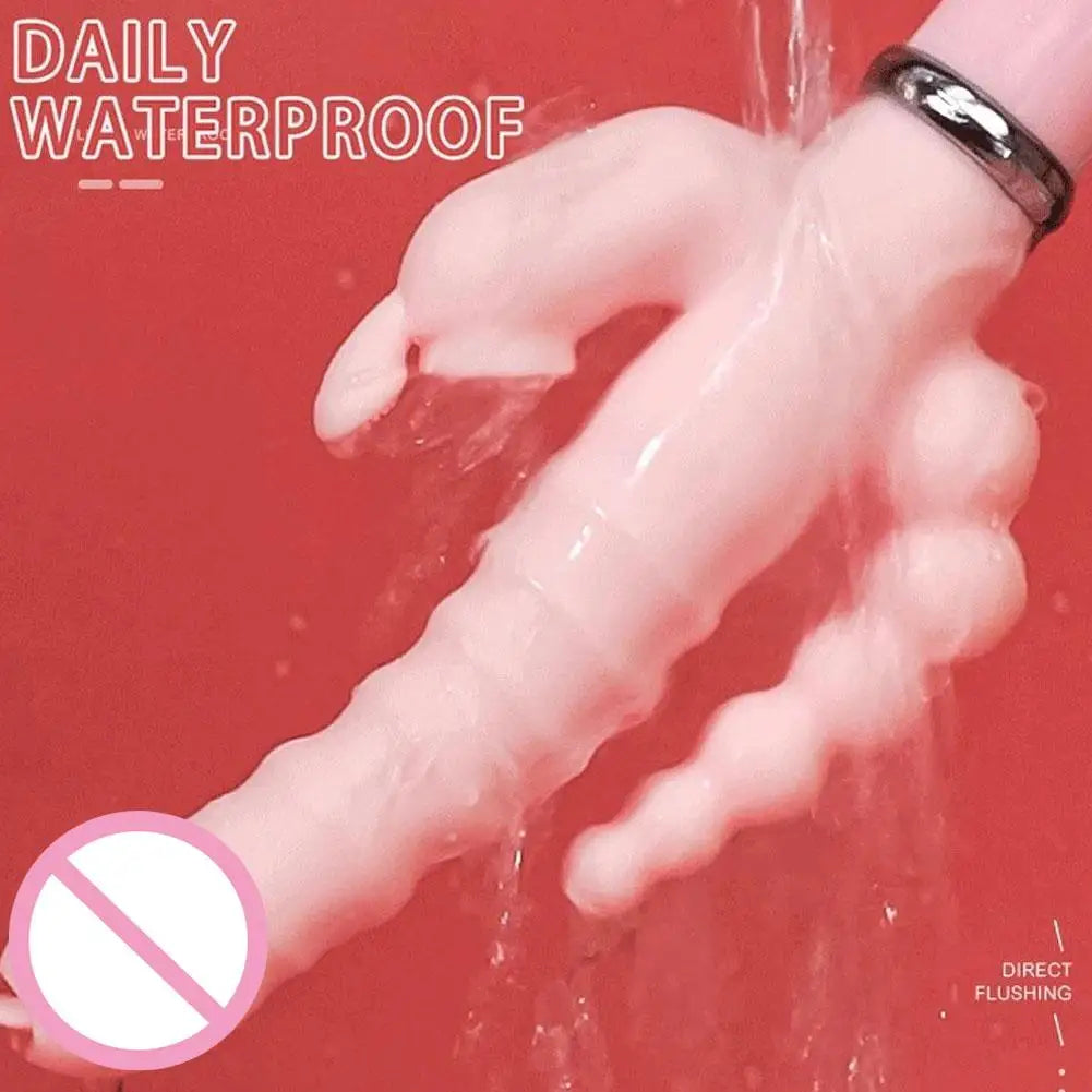 Rabbit Vibrator G Spot Dildo Vibrator Clitoris Stimulator Penis Anal Double Penetration Tongue Licking Double Rod Sex Toys