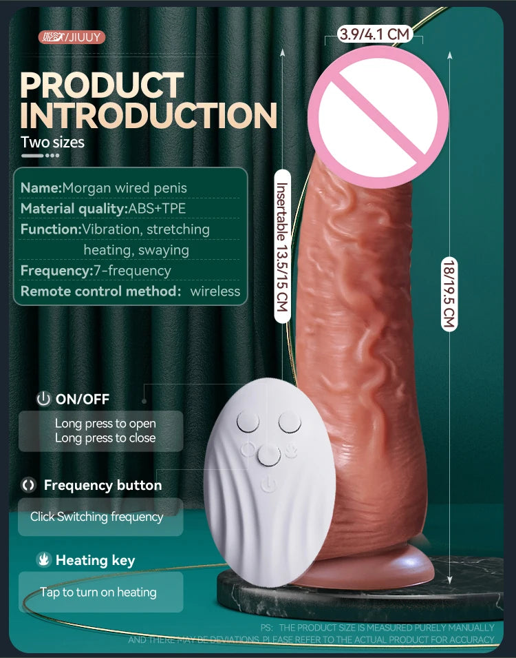 JIUUY Realistic Dildo Telescopic Vibrator with Female Stimulator Big Penis Anal Plug Adult Man Real Penis Sex Toys for Women