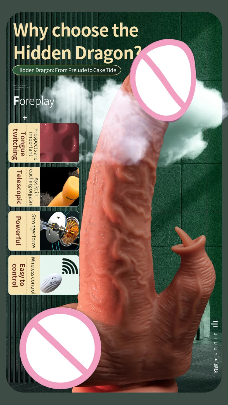 JIUUY Realistic Dildo Telescopic Vibrator with Female Stimulator Big Penis Anal Plug Adult Man Real Penis Sex Toys for Women