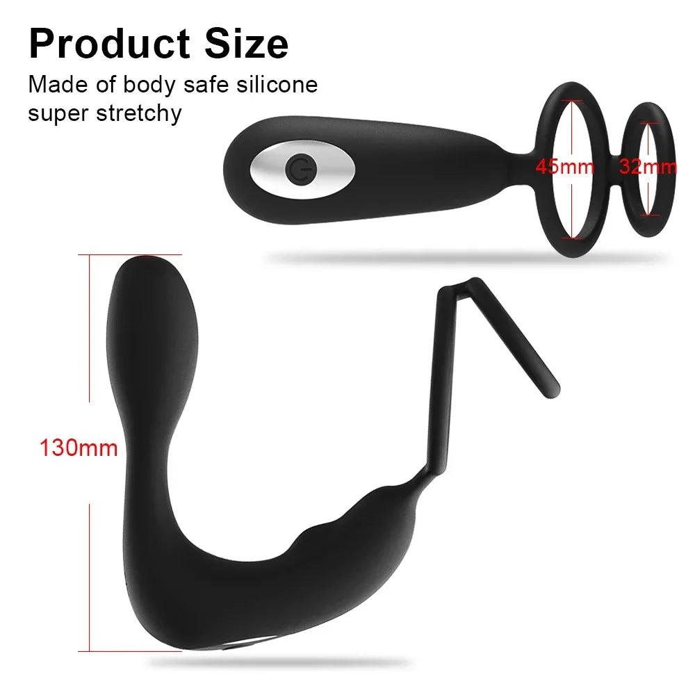 Male Prostate Massager Vibrating Anal Plug with Cock Ring Delay Ejaculation Masturbator Sex Toys Vibrator Anal Vibration for Man