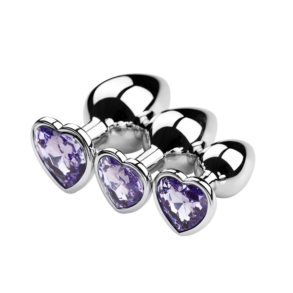 S/M/L Anal Plug Heart Metal Crystal Anal Plug for Women Removable Stainless Steel Butt Plug Men Stimulator Anal Sex Toys Dildo