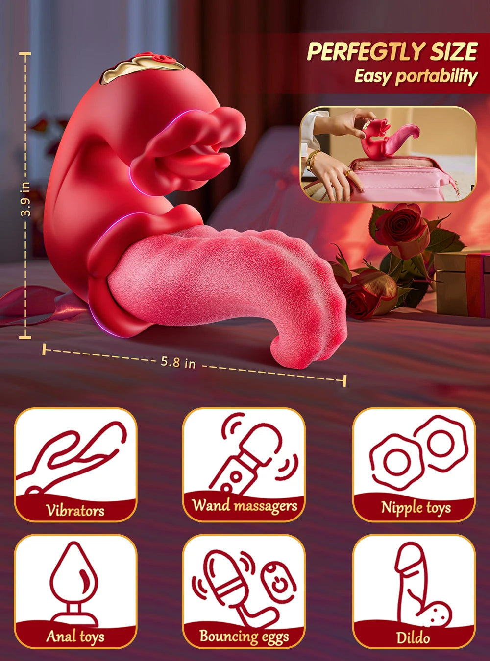 Dual Tongue Vibrator 10 Modes – Clitoral and Vagina Stimulator with Oscillating Vibration, 18+ Female Sex Toy