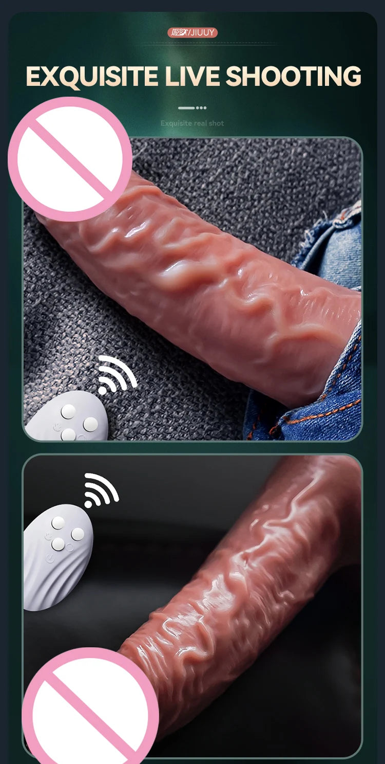 JIUUY Realistic Dildo Telescopic Vibrator with Female Stimulator Big Penis Anal Plug Adult Man Real Penis Sex Toys for Women