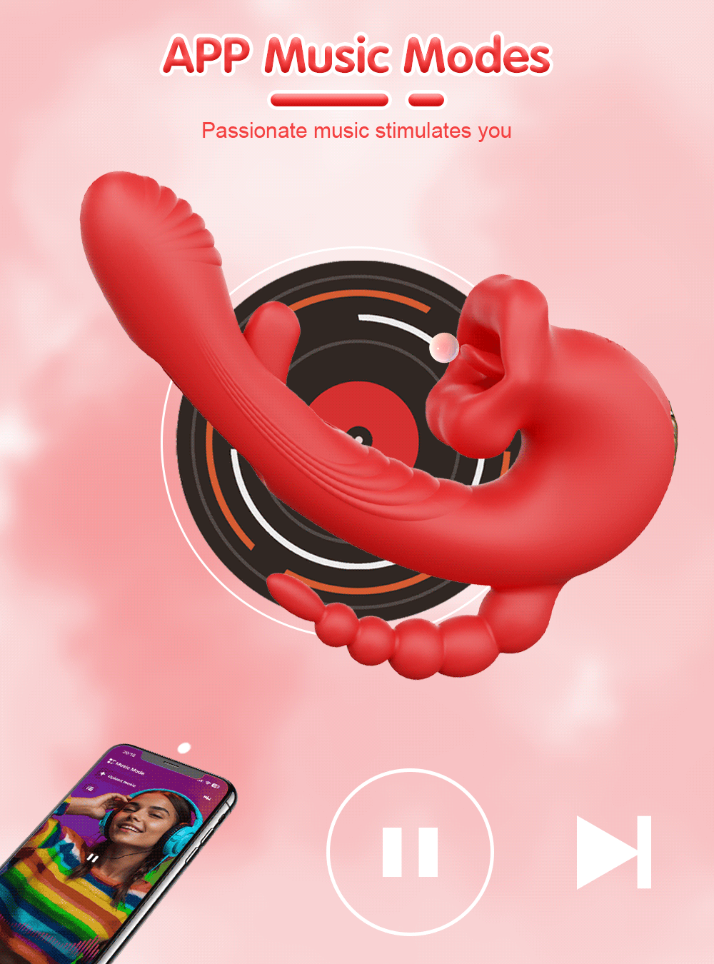 Dual Tongue Vibrator 10 Modes – Clitoral and Vagina Stimulator with Oscillating Vibration, 18+ Female Sex Toy