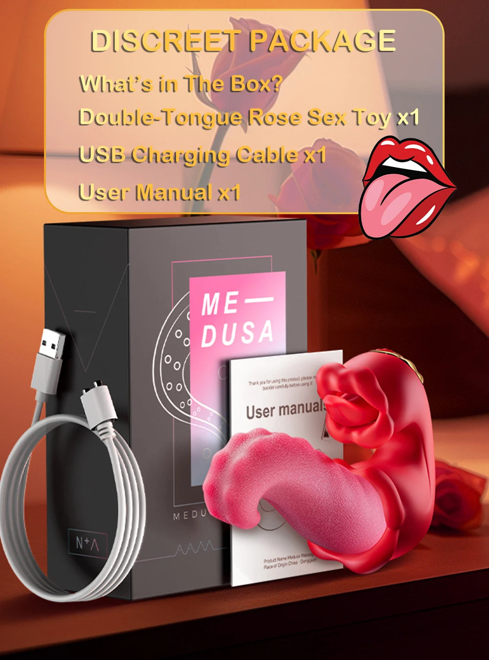 Dual Tongue Vibrator 10 Modes – Clitoral and Vagina Stimulator with Oscillating Vibration, 18+ Female Sex Toy