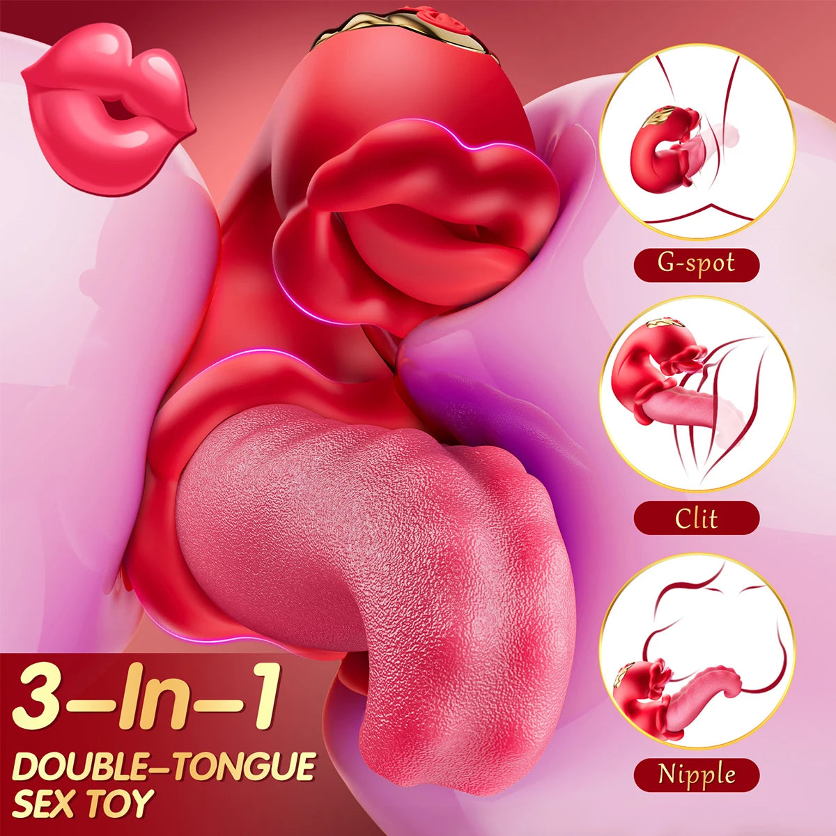 Dual Tongue Vibrator 10 Modes – Clitoral and Vagina Stimulator with Oscillating Vibration, 18+ Female Sex Toy