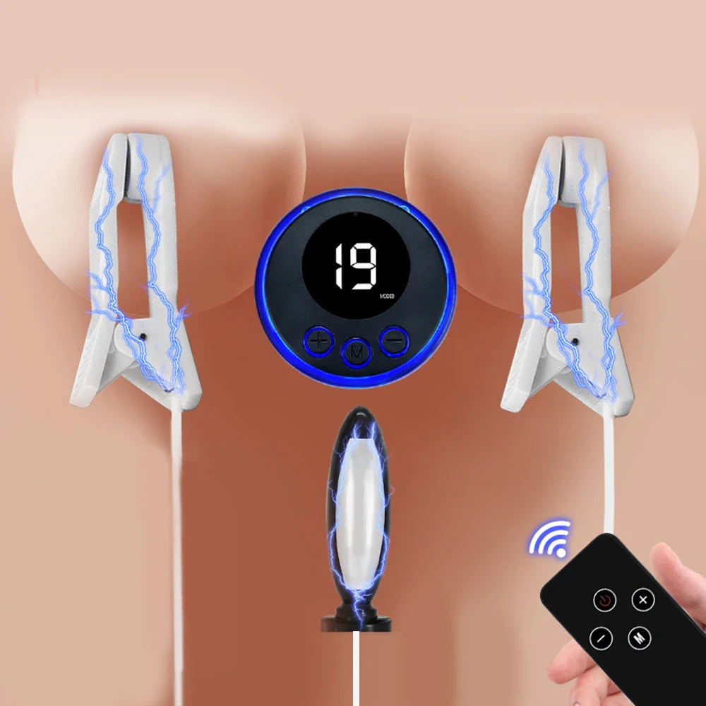Bdsm Double Penetration Anal Plug Vibration Electric Shock Sex Toys Machine Fetish Nipple Clamp Tool Sexy Shoping Adult Porn 18+