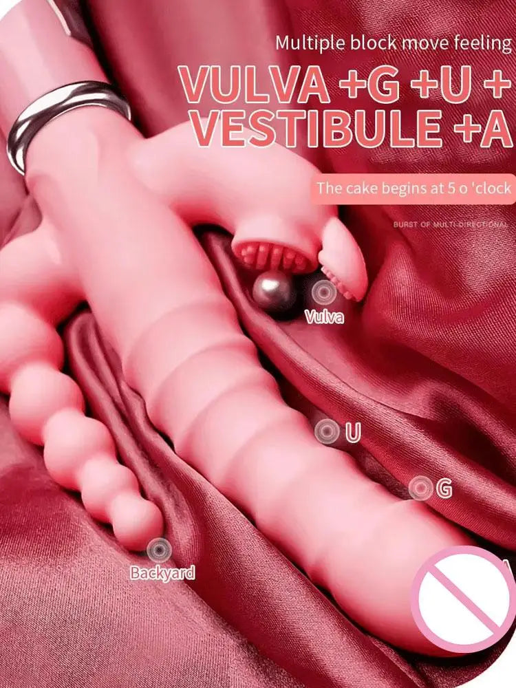 Rabbit Vibrator G Spot Dildo Vibrator Clitoris Stimulator Penis Anal Double Penetration Tongue Licking Double Rod Sex Toys