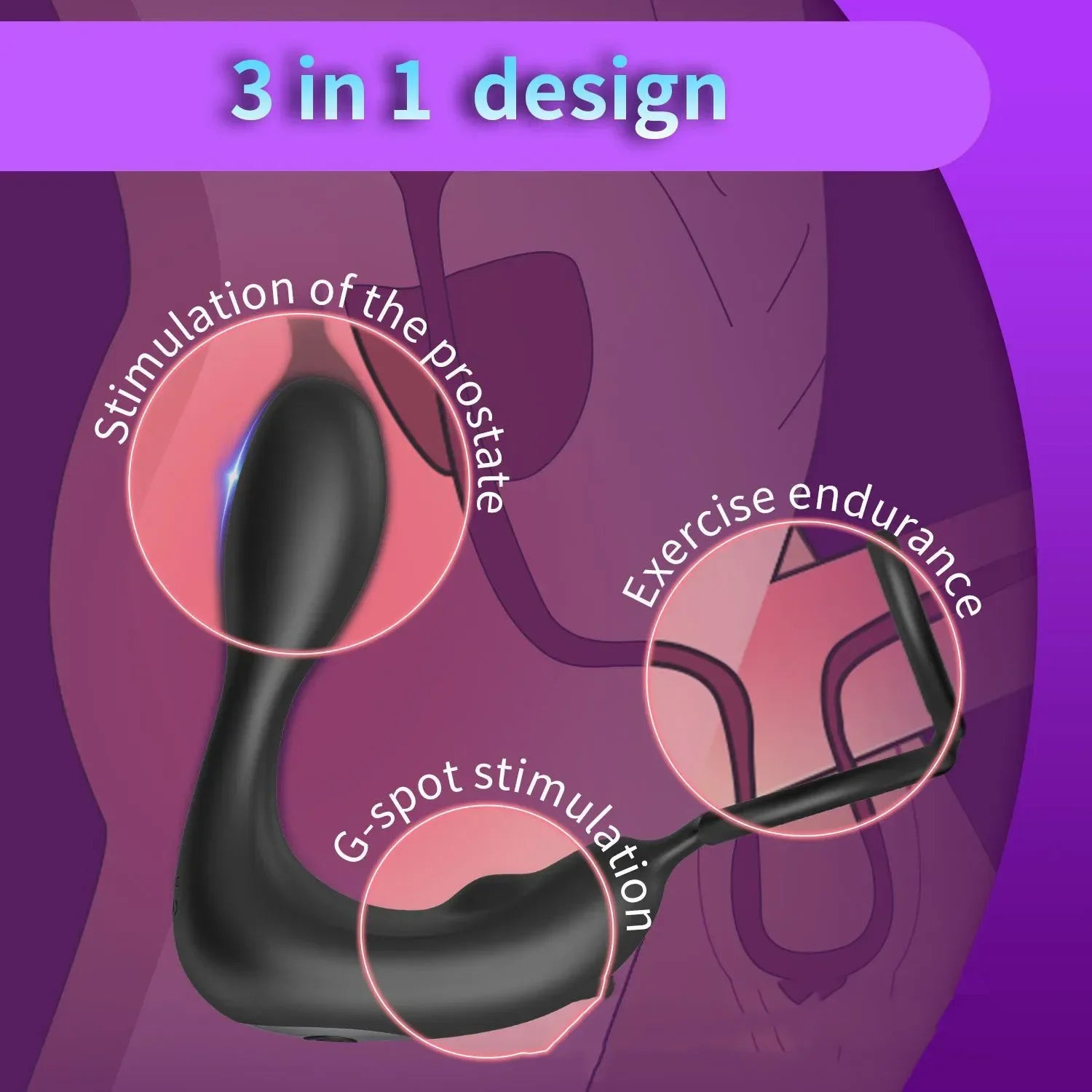 Male Prostate Massager with Vibration – Anal Plug with Cock Ring, Ejaculation Delay and Stimulator for Men