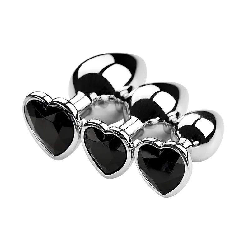 S/M/L Anal Plug Heart Metal Crystal Anal Plug for Women Removable Stainless Steel Butt Plug Men Stimulator Anal Sex Toys Dildo